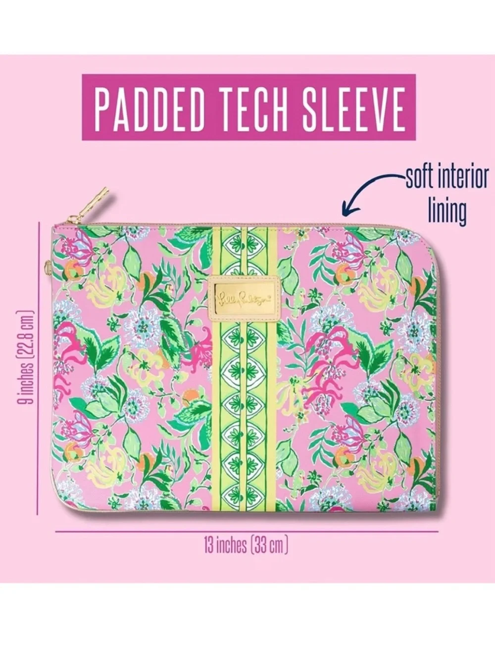 Lilly Pulitzer Padded Tech Sleeve with Small Zip Pouch for Accessories